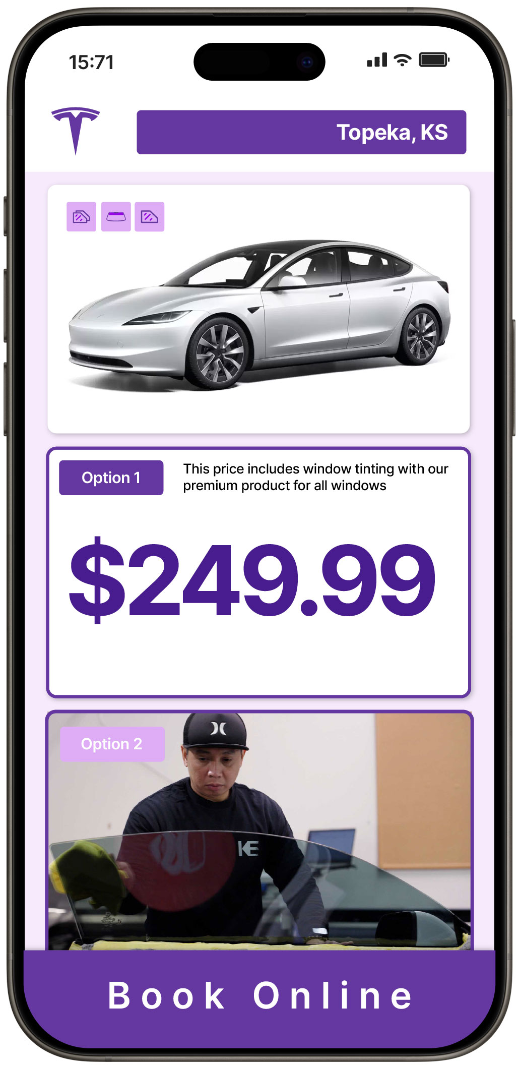 View Competitive Tesla Window Tinting Prices in Topeka, Kansas