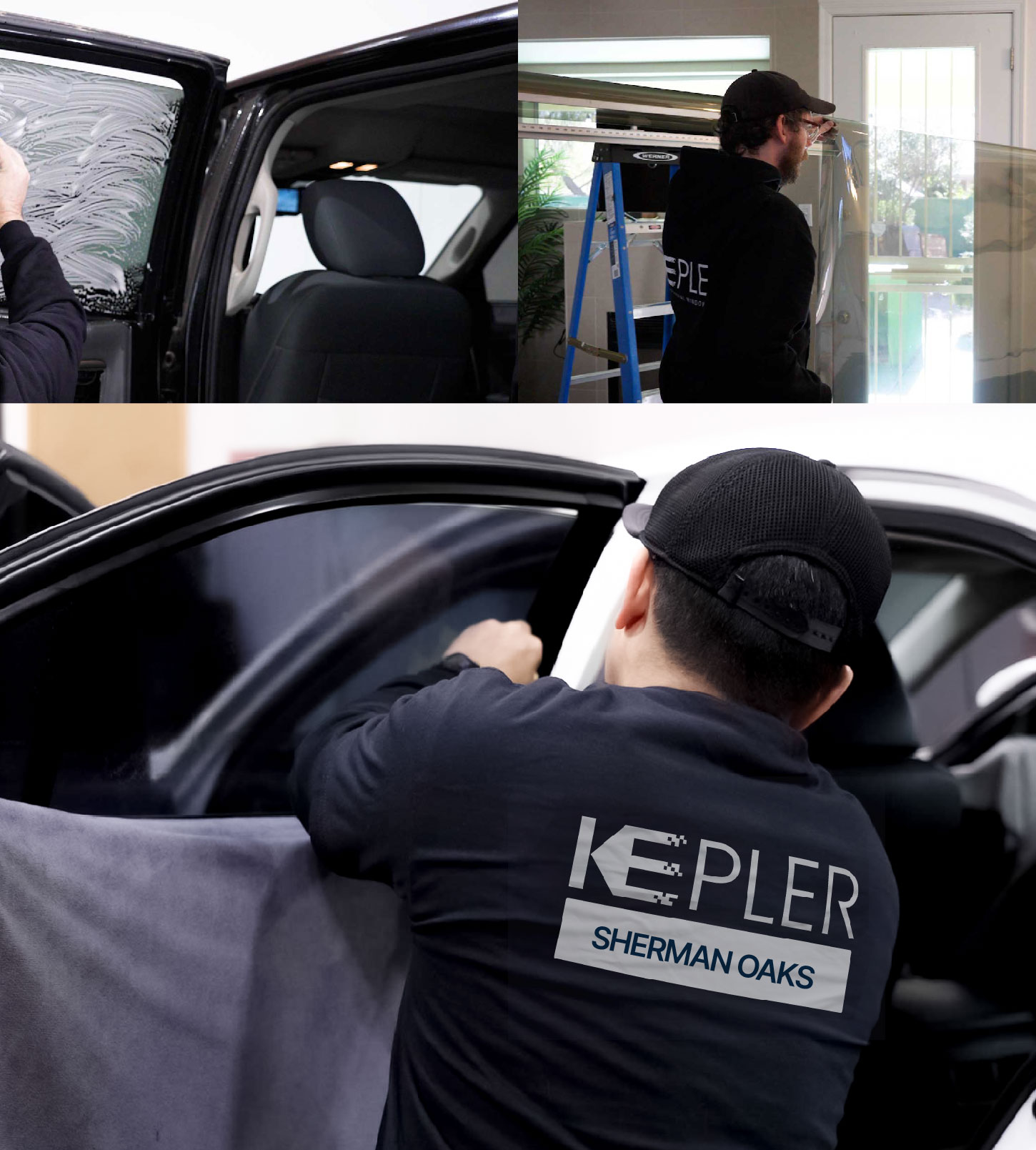Automotive Window Tinting Expert Applying Film in Sherman Oaks, California