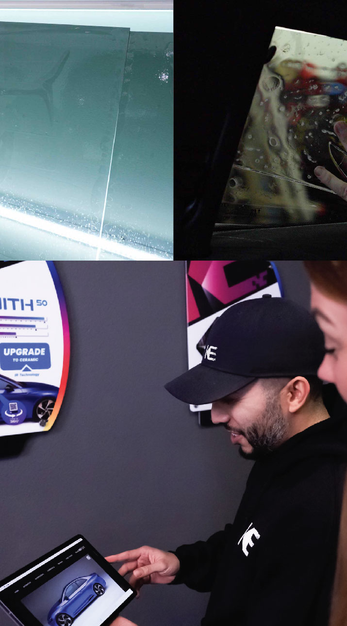 Kepler Dealer Showing Car Window Film Options to Customer in Torrington, Connecticut