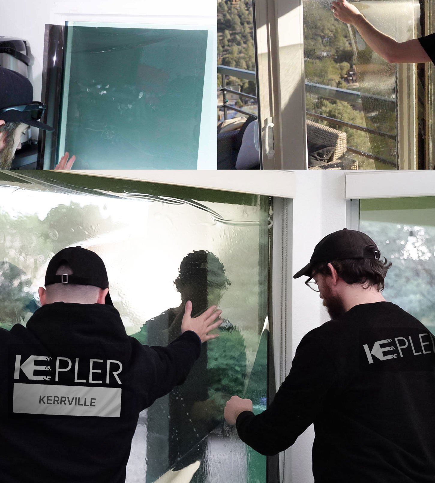 Expert Technician Fitting Ceramic Window Tint to Home in Kerrville