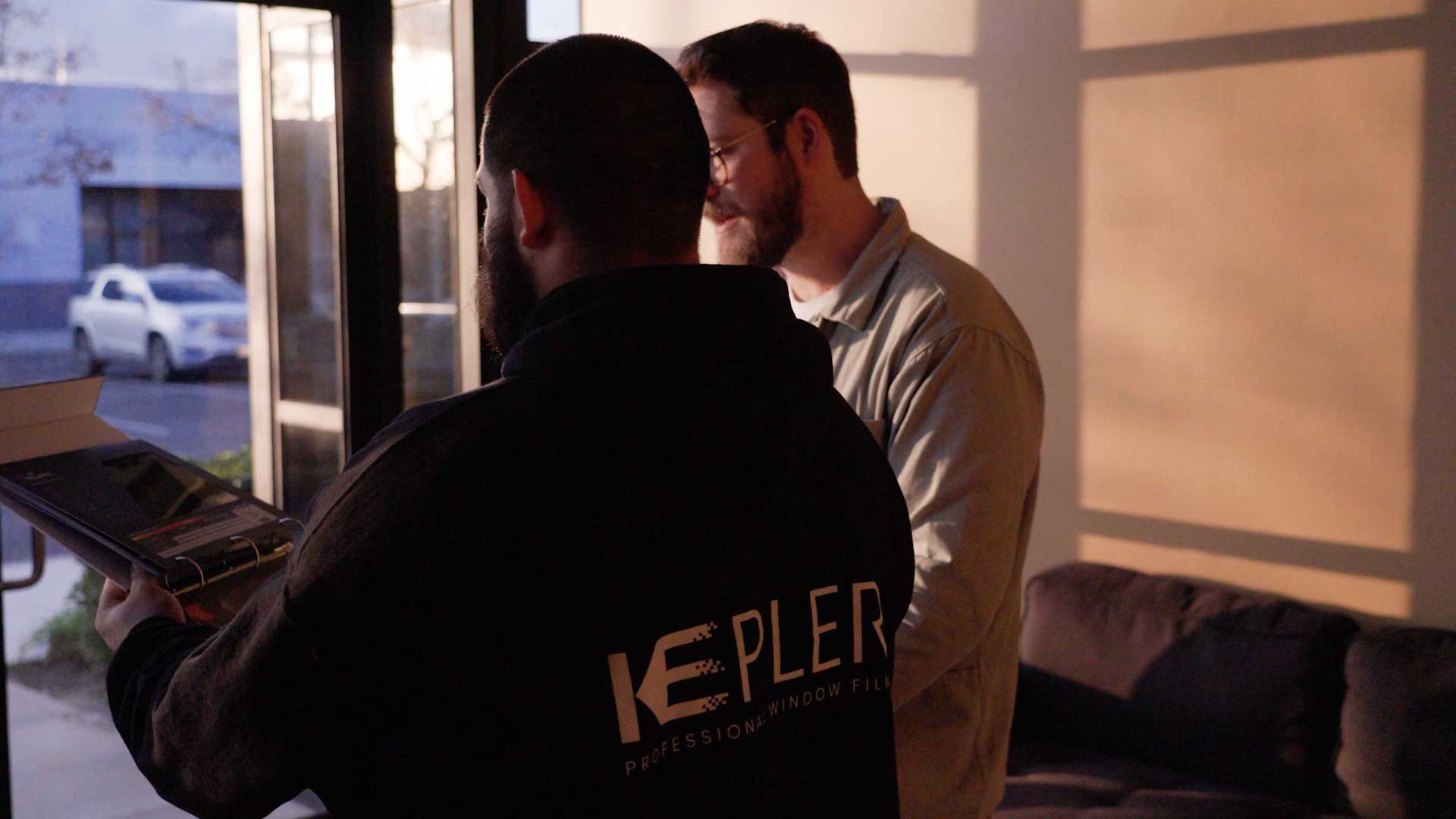 Kepler Specialist Discussing Commercial Window Tinting Prices with Customer in Tennessee