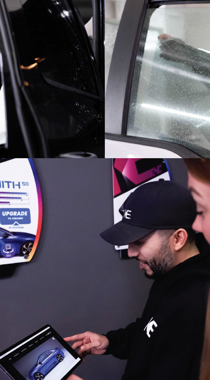 Kepler Dealer Showing Car Window Film Options to Customer in Haltom City, Texas