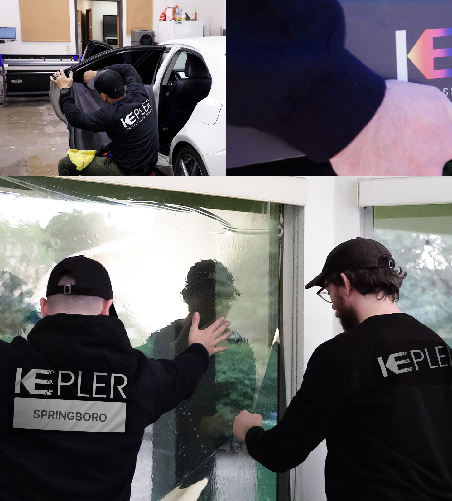 Kepler Technician Installing Advanced Window Tint to Home in Springboro