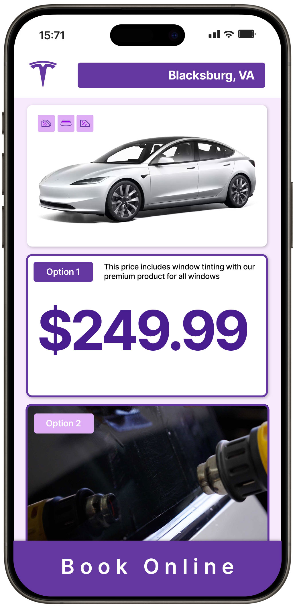 View Affordable Tesla Window Tinting Costs in Blacksburg, Virginia