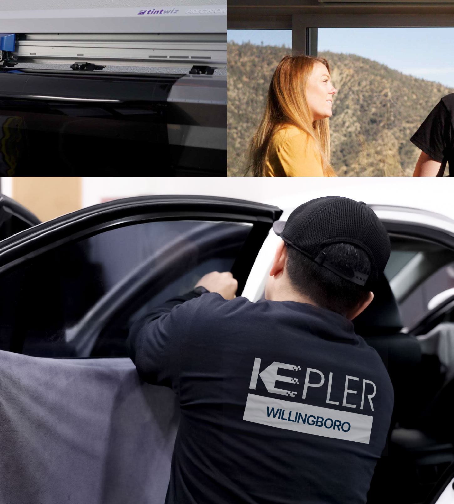 Automotive Window Tinting Expert Applying Film in Willingboro, New Jersey
