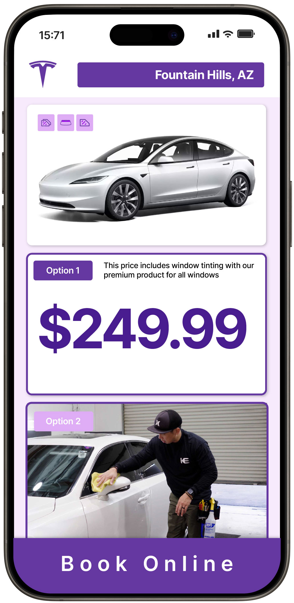 View Reasonable Tesla Window Tinting Rates in Fountain Hills, Arizona