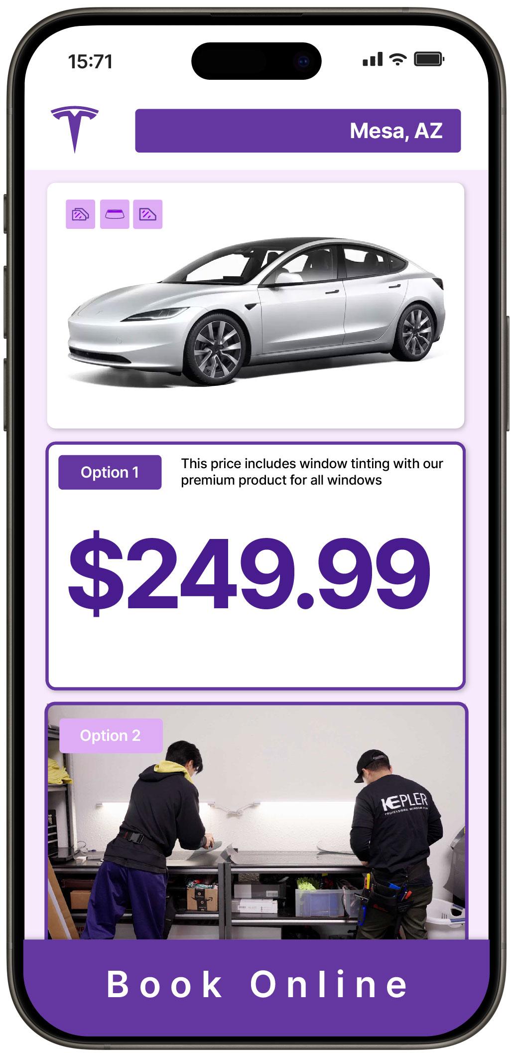 View Affordable Tesla Window Tinting Rates in Mesa, Arizona