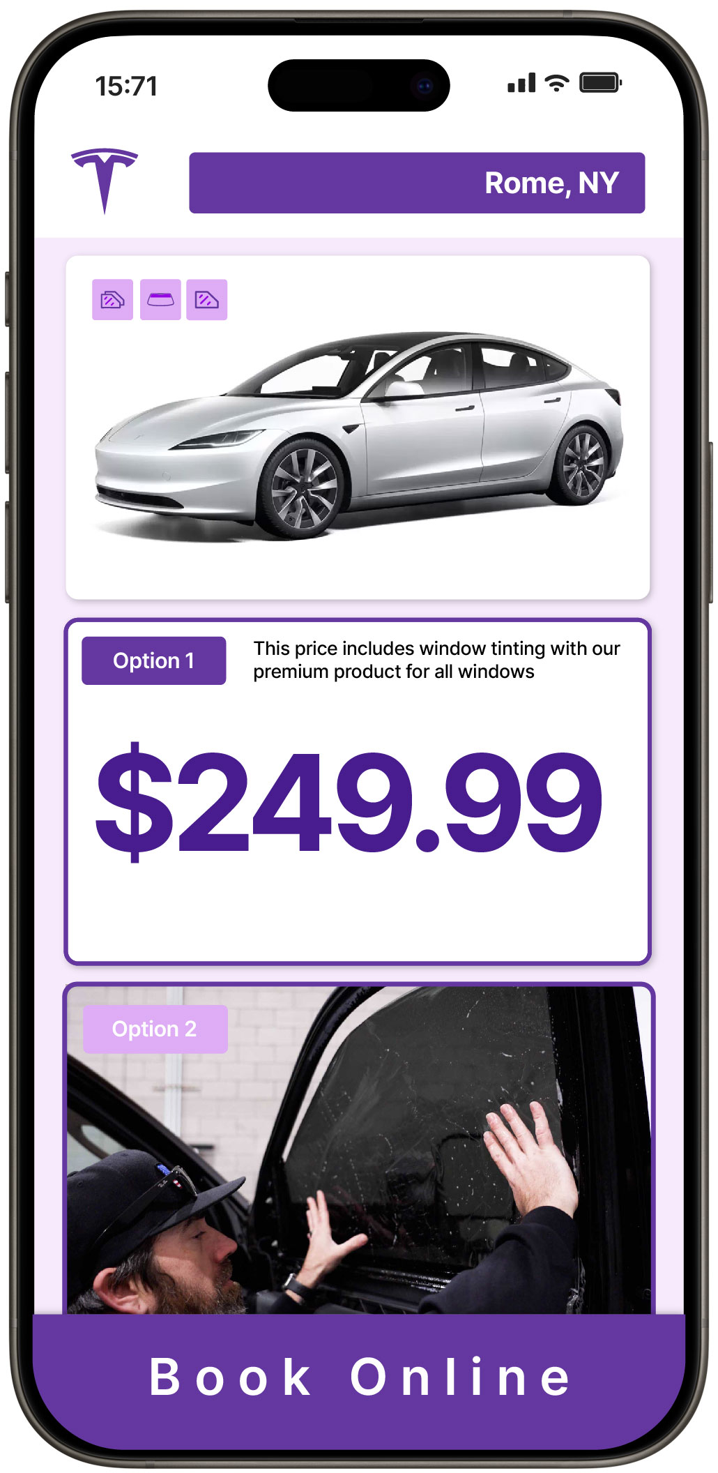 View Competitive Tesla Window Tinting Prices in Rome, New York