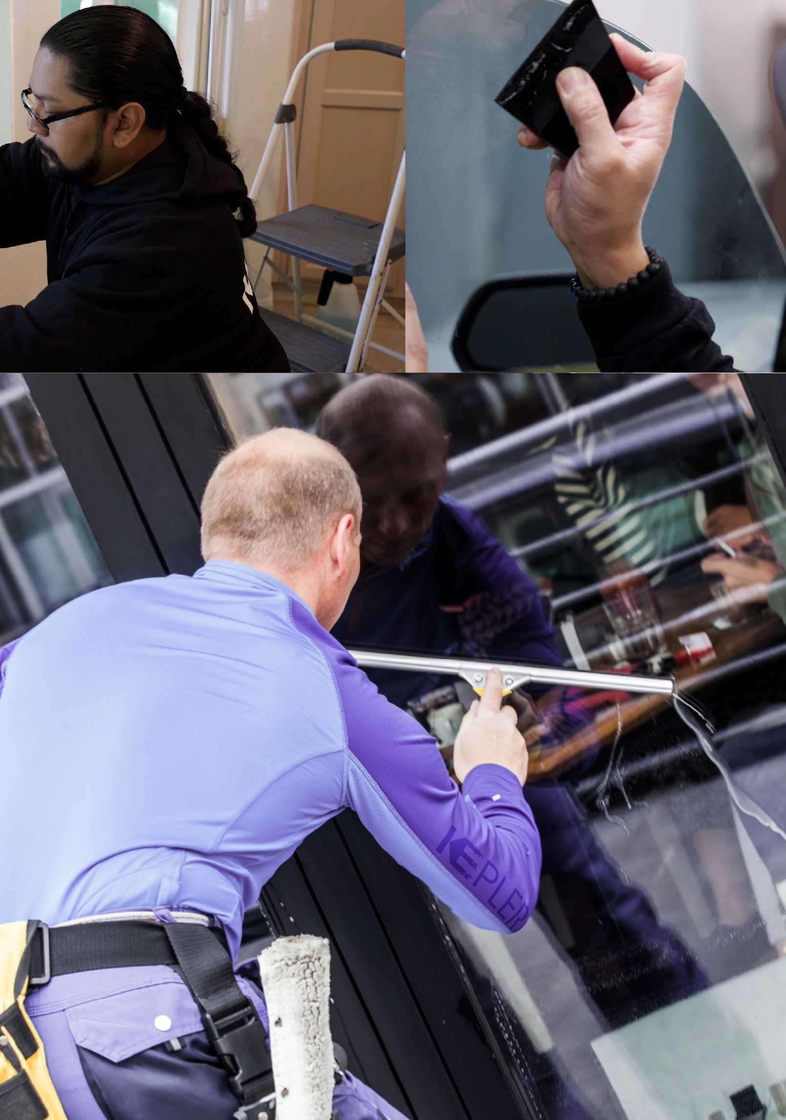 Kepler Professional Applying Anti-Graffiti Window Film to a Gurnee Shop Front