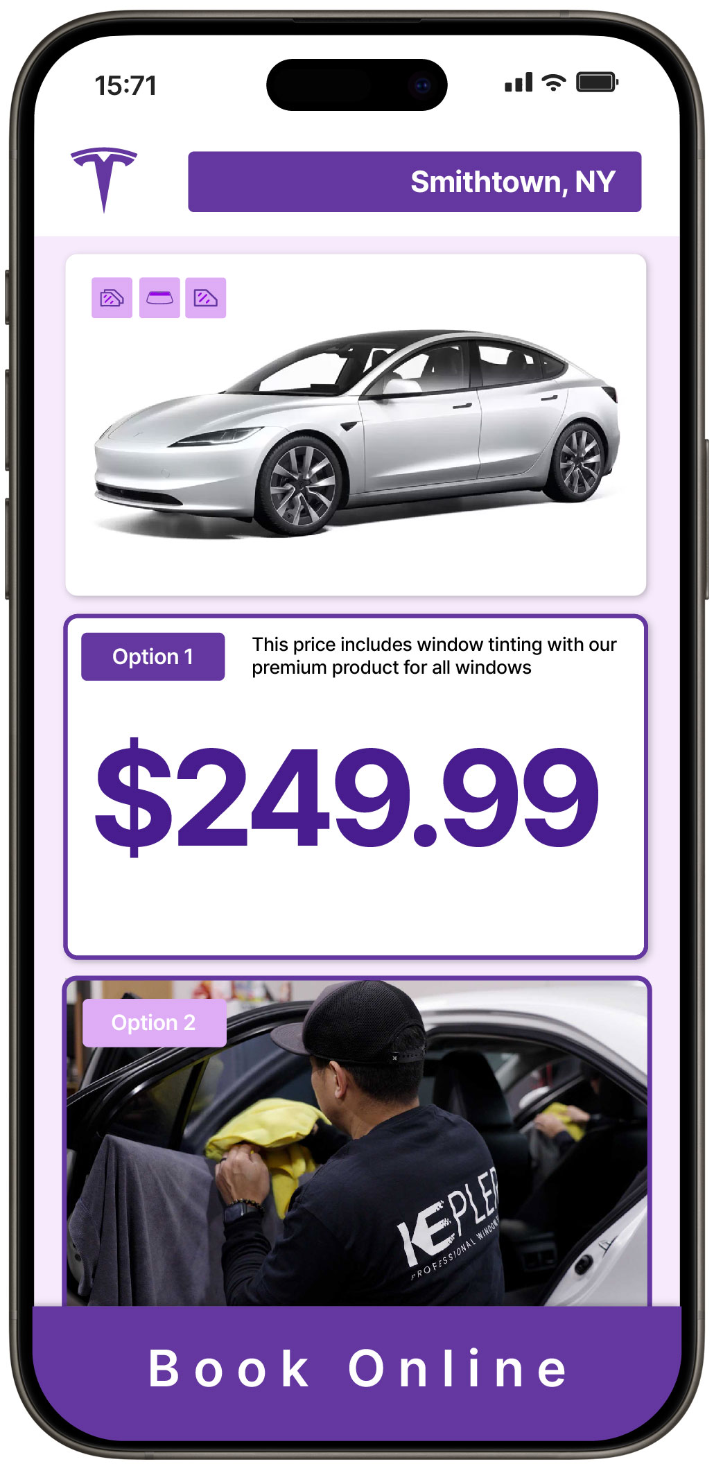 View Competitive Tesla Window Tinting Costs in Smithtown, New York