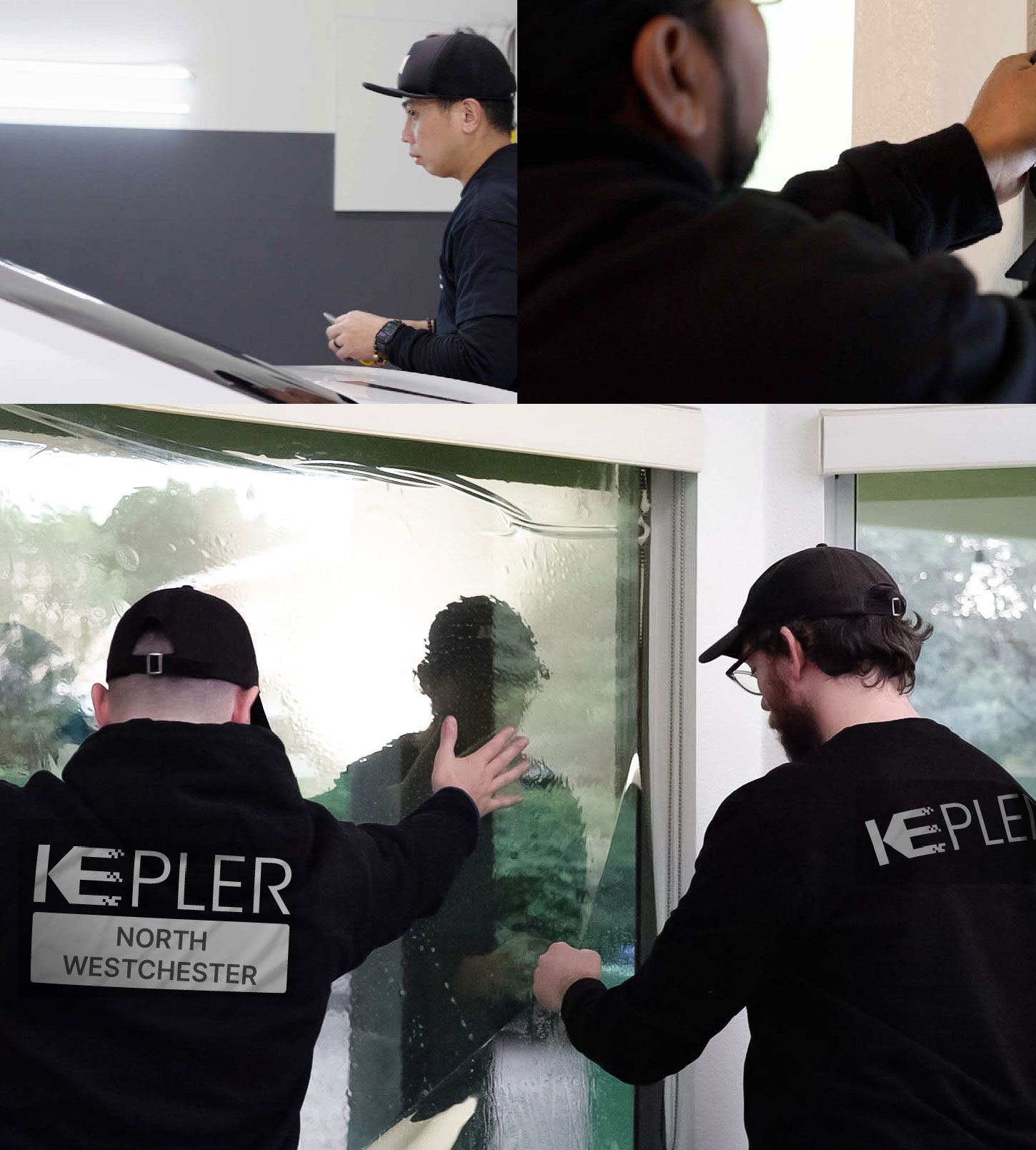 Expert Technician Fitting Advanced Window Tint to Home in North Westchester
