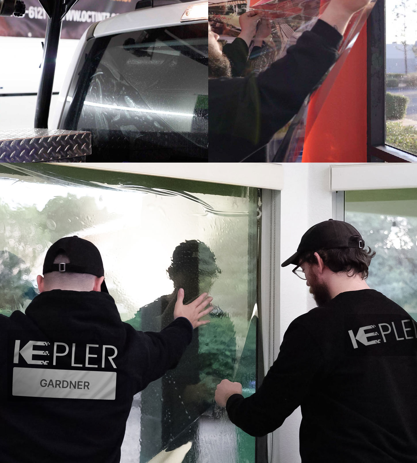 Kepler Technician Installing Ceramic Window Tint to Home in Gardner
