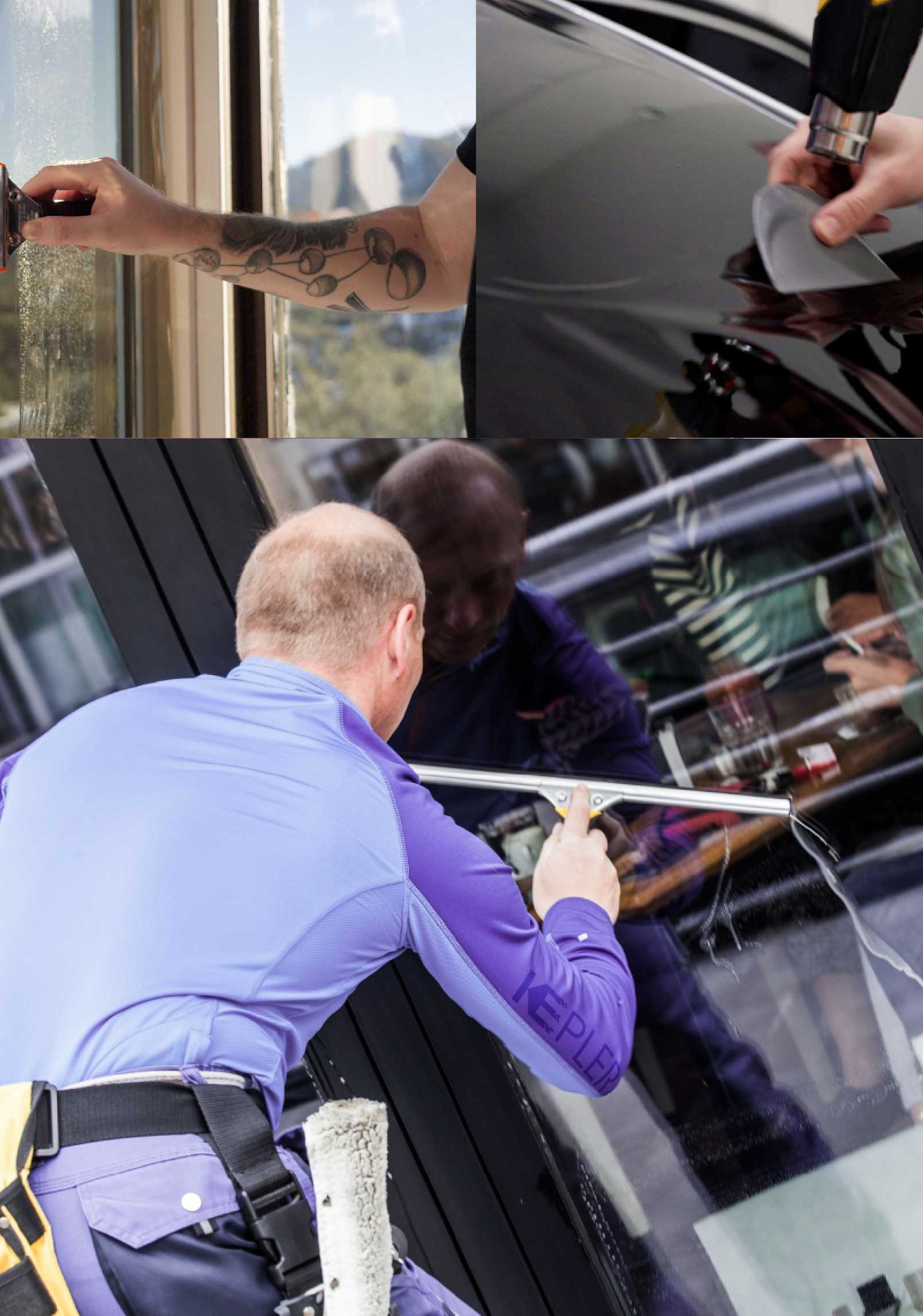 Kepler Skilled Applying Anti-Graffiti Window Film to a Ridgecrest Shop Front