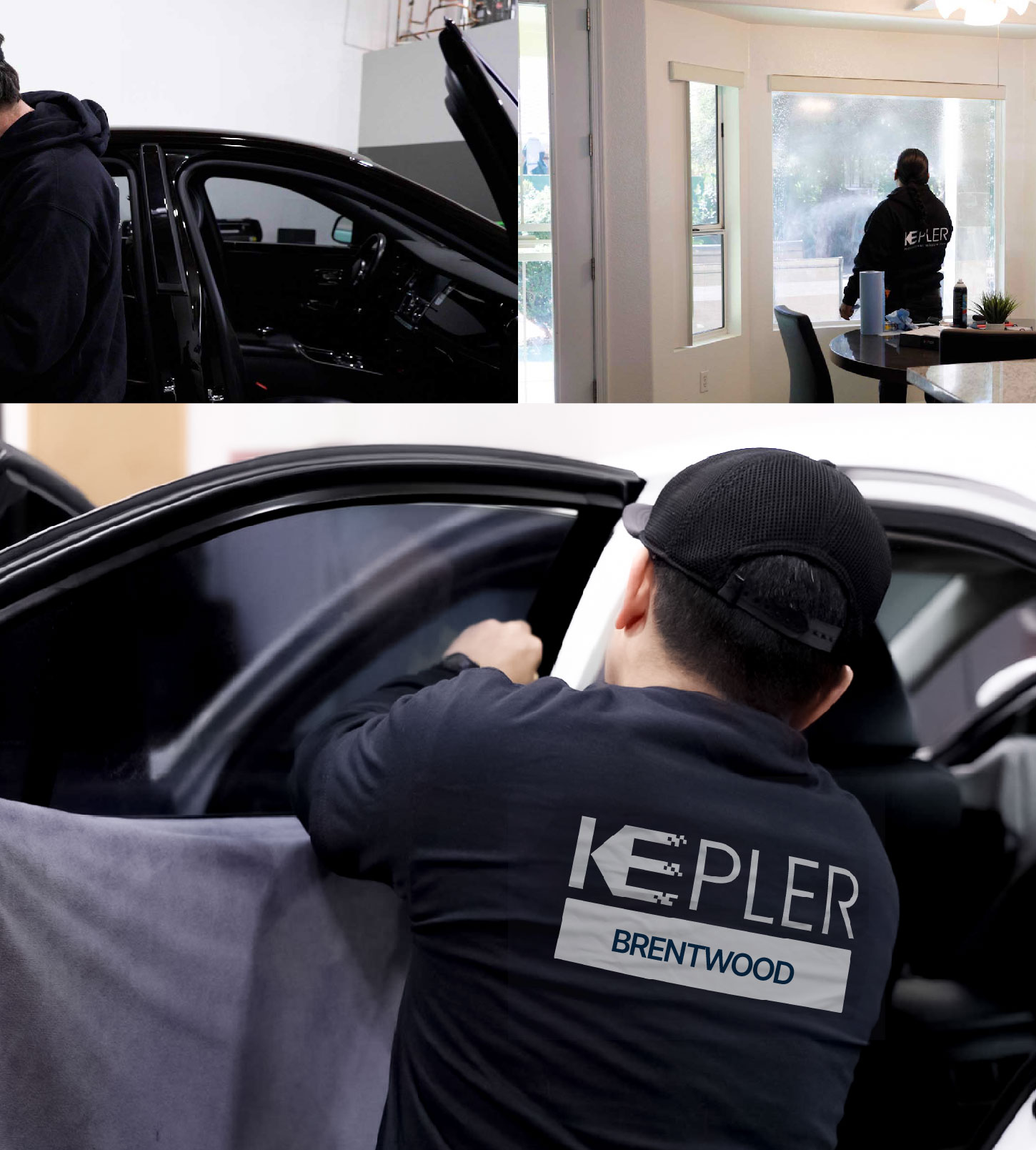 Automotive Window Tinting Expert Applying Film in Brentwood, Tennessee