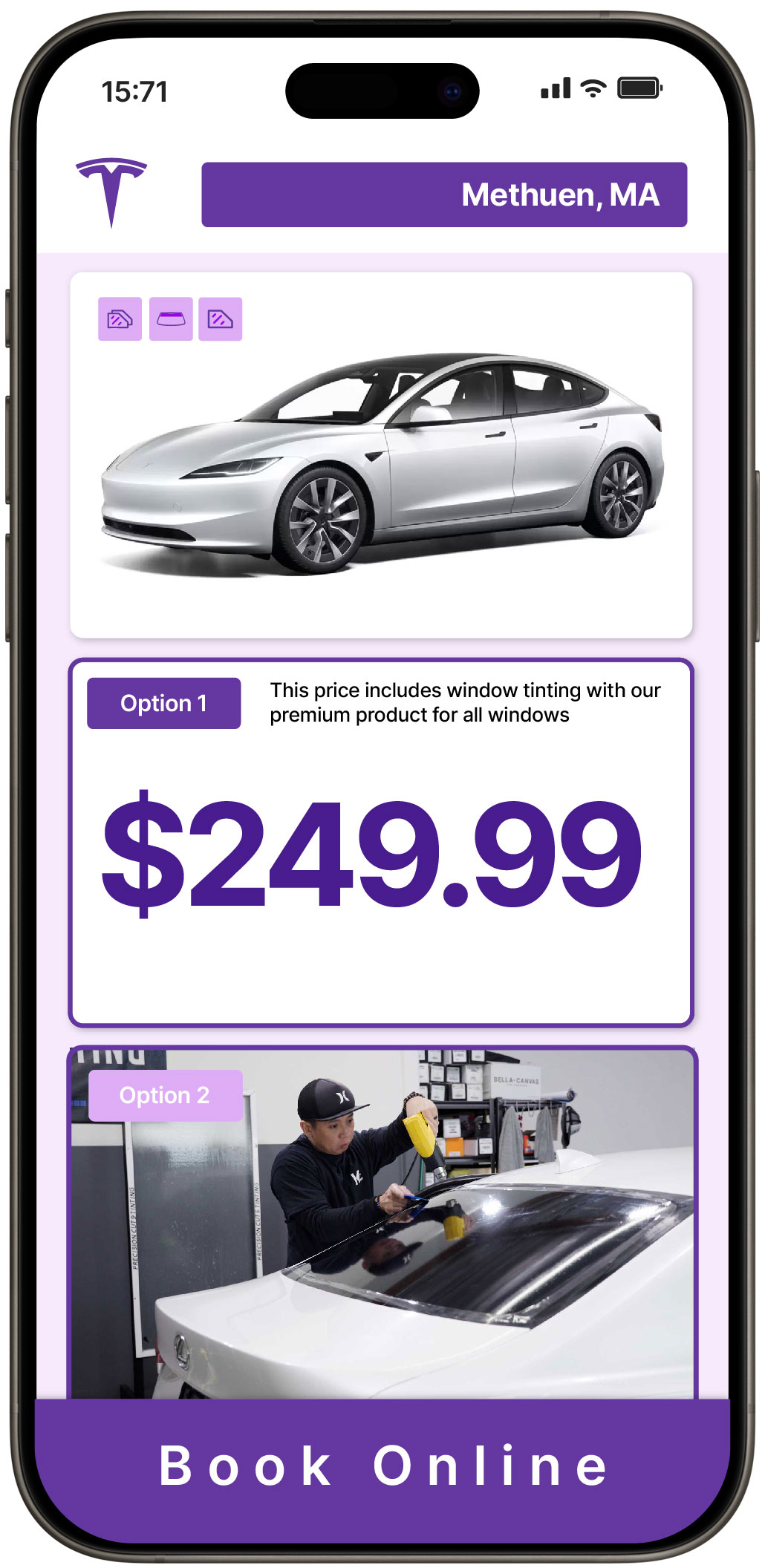 View Affordable Tesla Window Tinting Costs in Methuen, Massachusetts