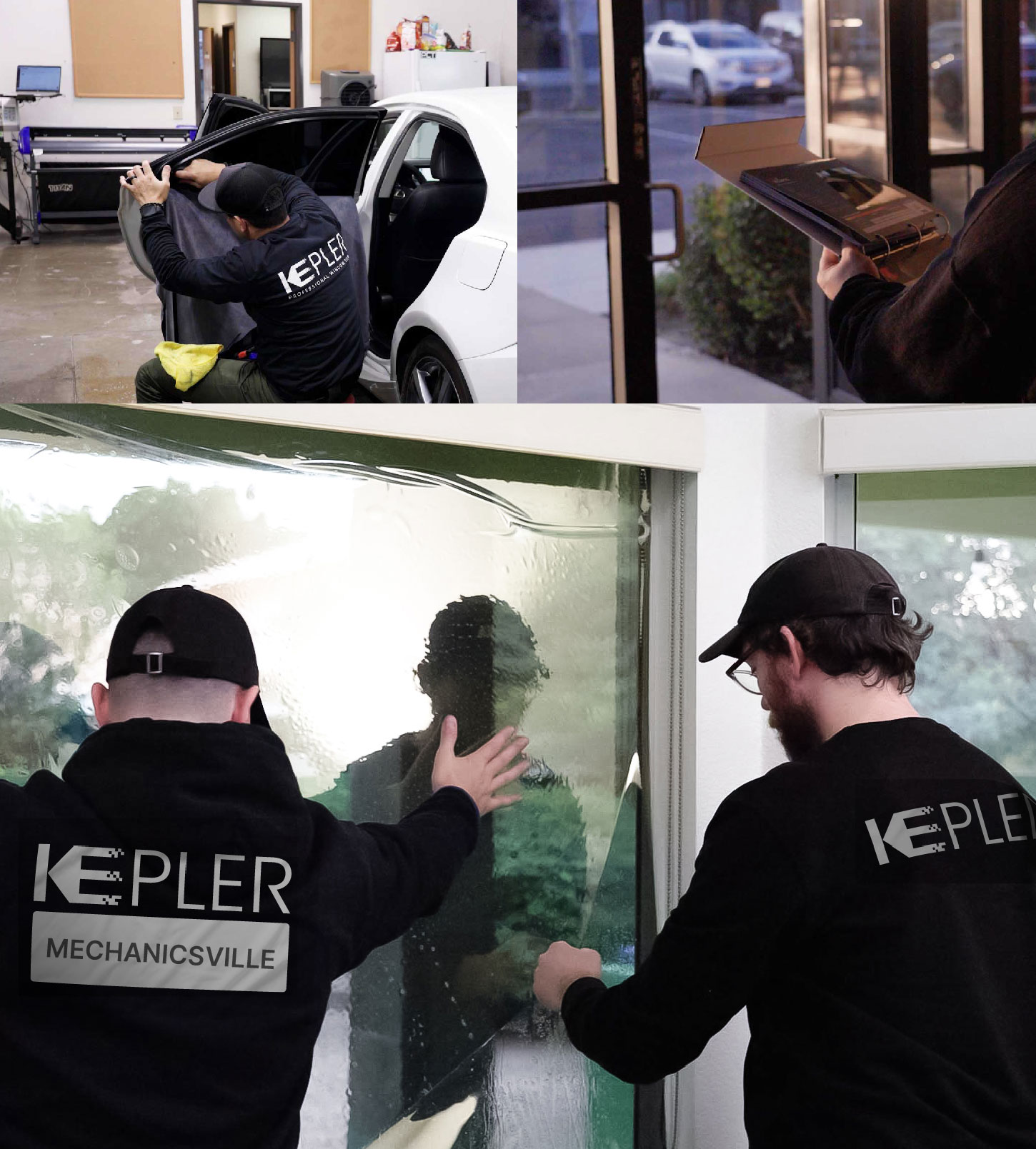 Expert Technician Installing Advanced Window Tint to Home in Mechanicsville