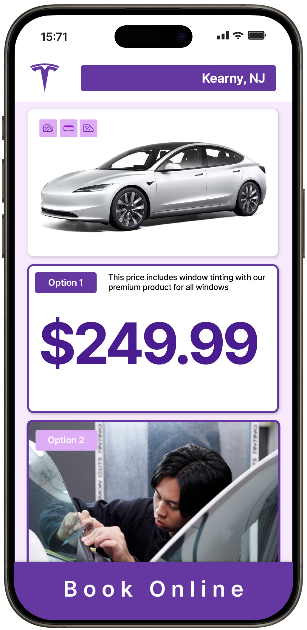 View Competitive Tesla Window Tinting Rates in Kearny, New Jersey