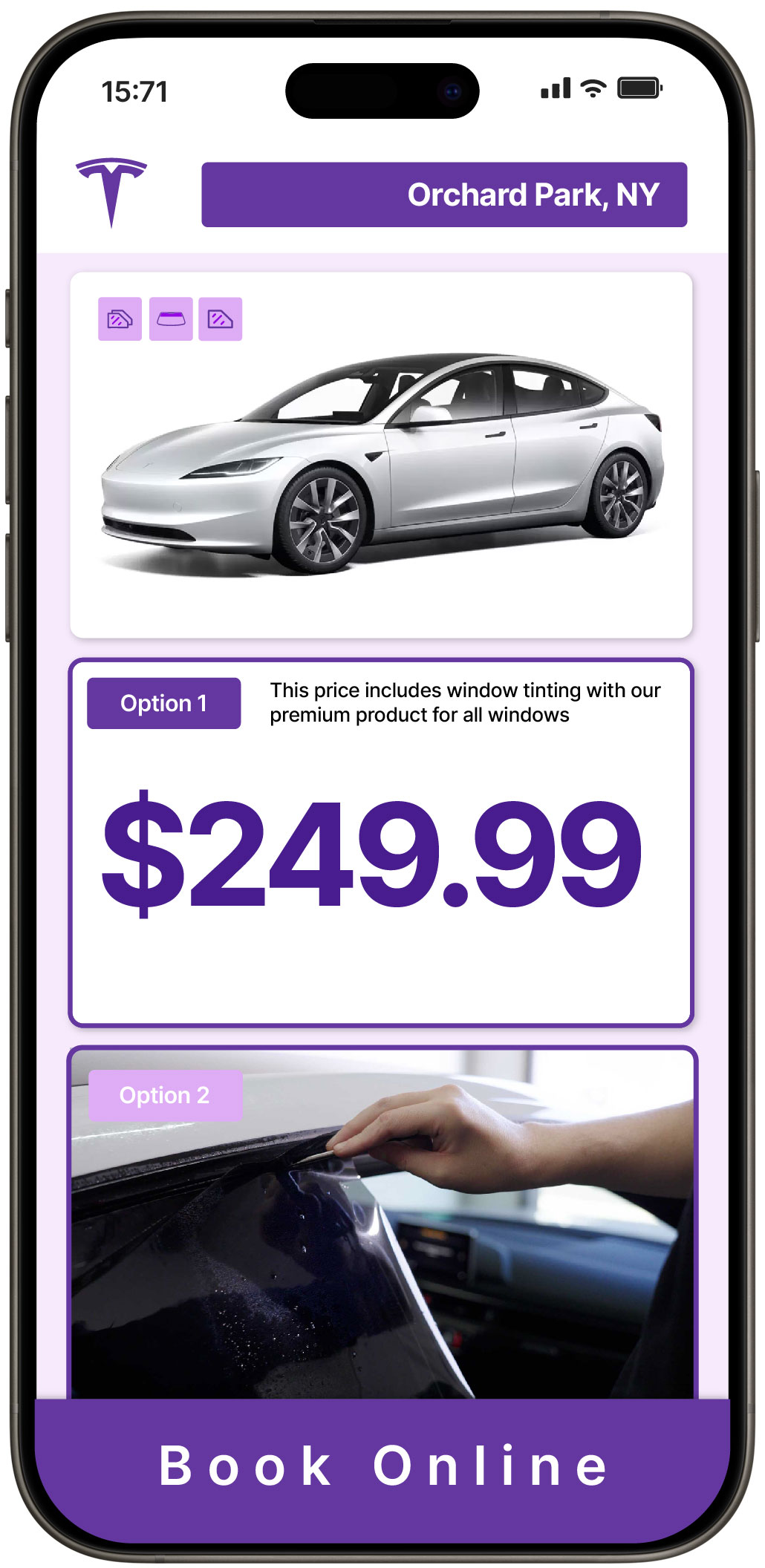 View Affordable Tesla Window Tinting Costs in Orchard Park, New York