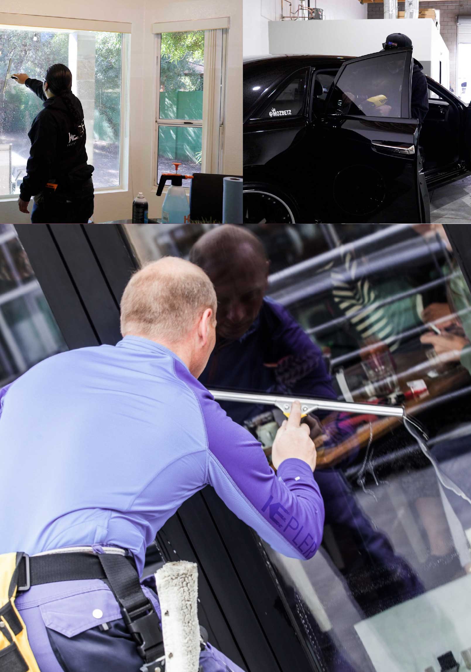 Kepler Professional Applying Anti-Graffiti Window Film to a Centereach Shop Front