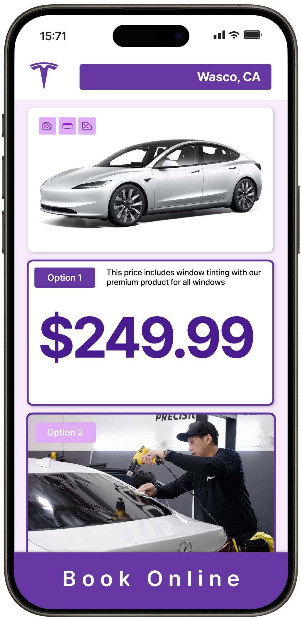 View Affordable Tesla Window Tinting Rates in Wasco, California