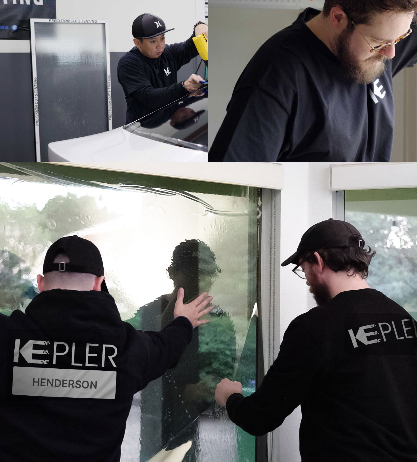 Expert Technician Installing High-tech Window Tint to Home in Henderson