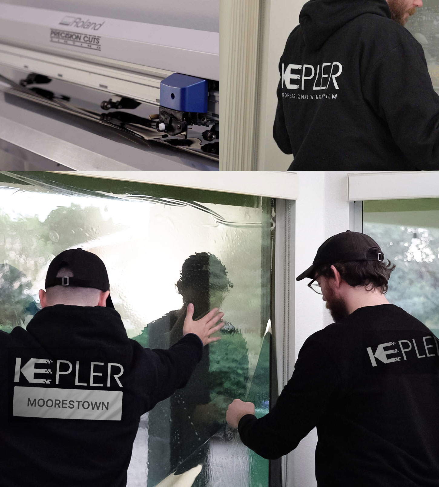 Kepler Technician Applying Ceramic Window Tint to Home in Moorestown