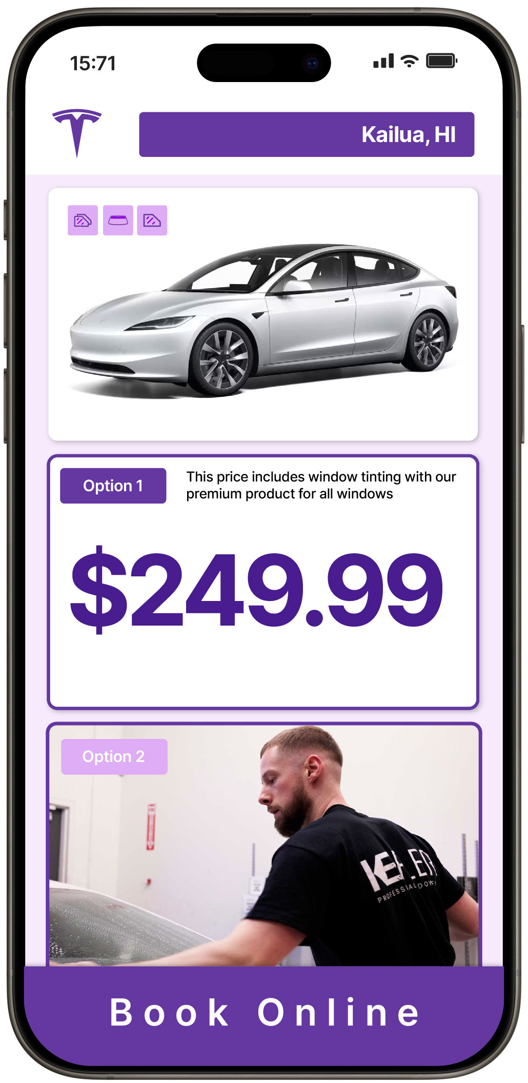 View Affordable Tesla Window Tinting Rates in Kailua, Hawaii