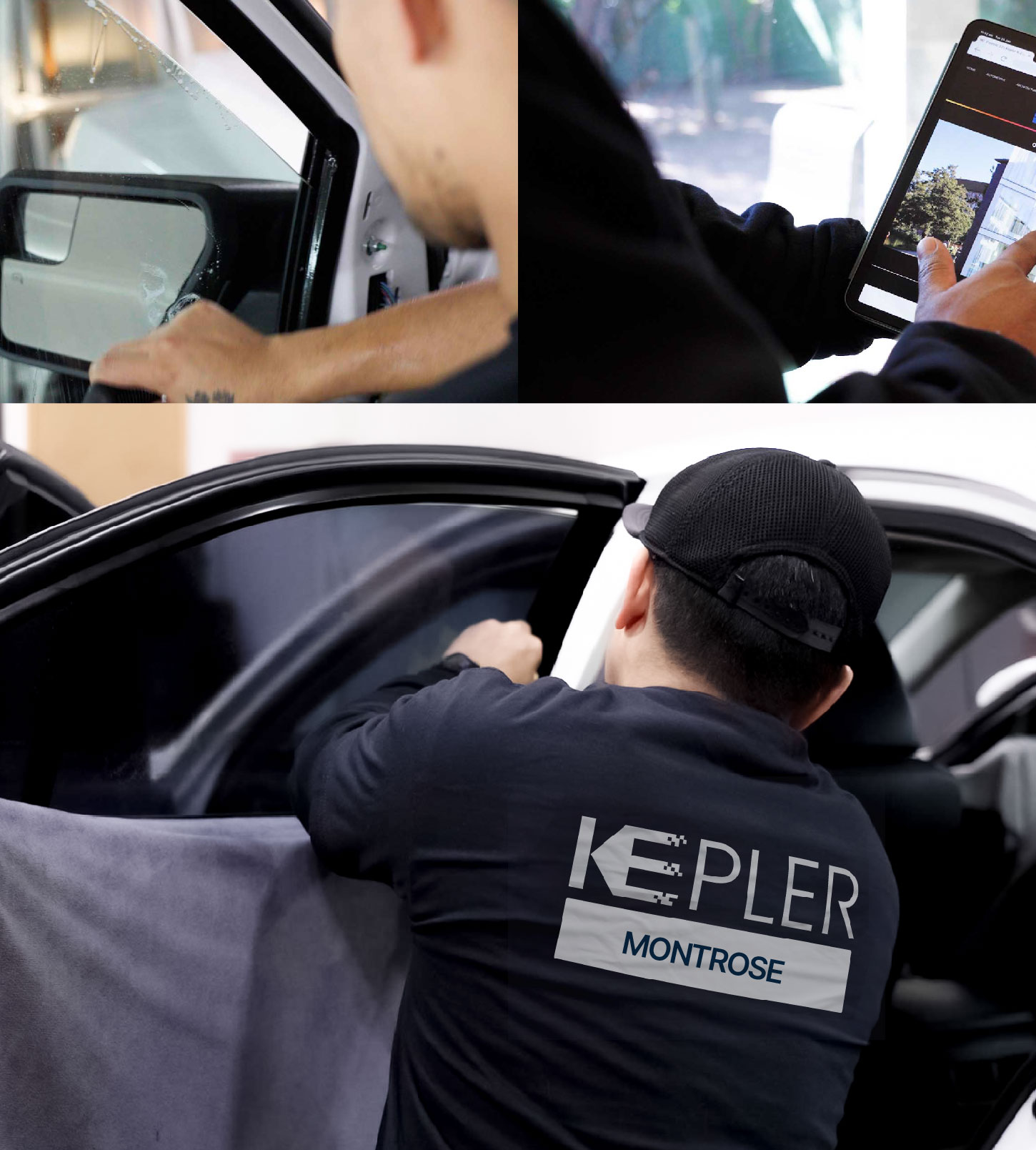Automotive Window Tinting Expert Applying Film in Montrose, Colorado