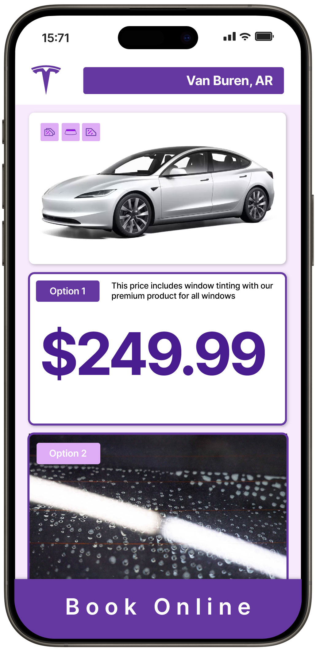 View Competitive Tesla Window Tinting Costs in Van Buren, Arkansas