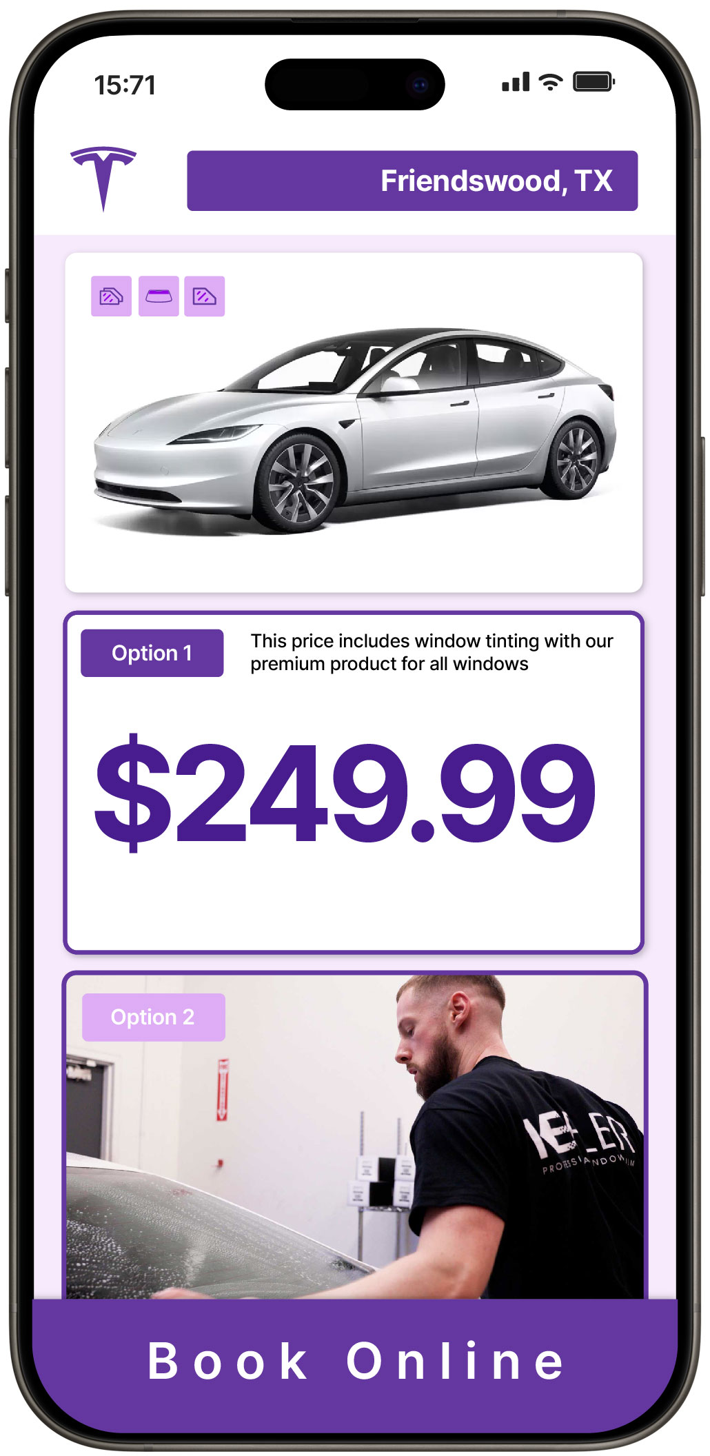View Competitive Tesla Window Tinting Rates in Friendswood, Texas