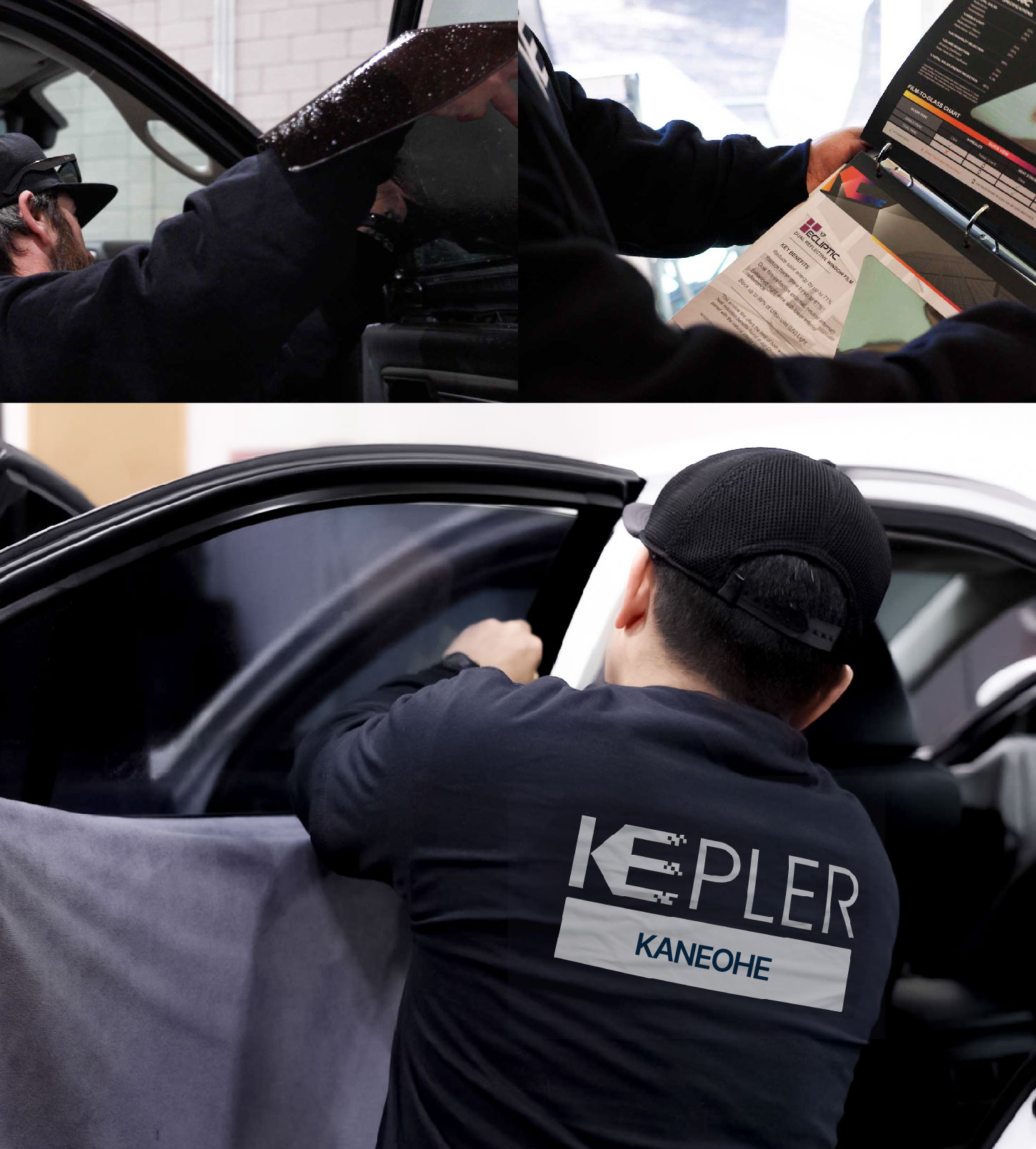 Automotive Window Tinting Expert Applying Film in Kāne‘ohe, Hawaii