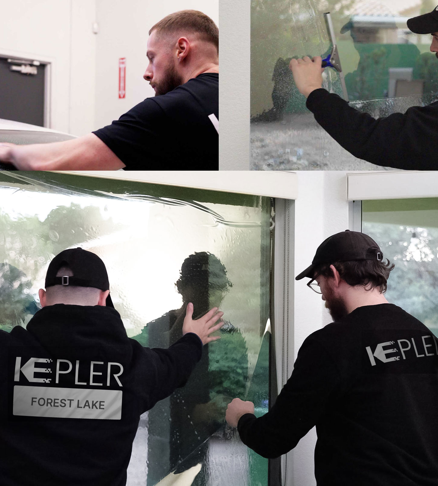 Expert Technician Fitting Ceramic Window Tint to Home in Forest Lake