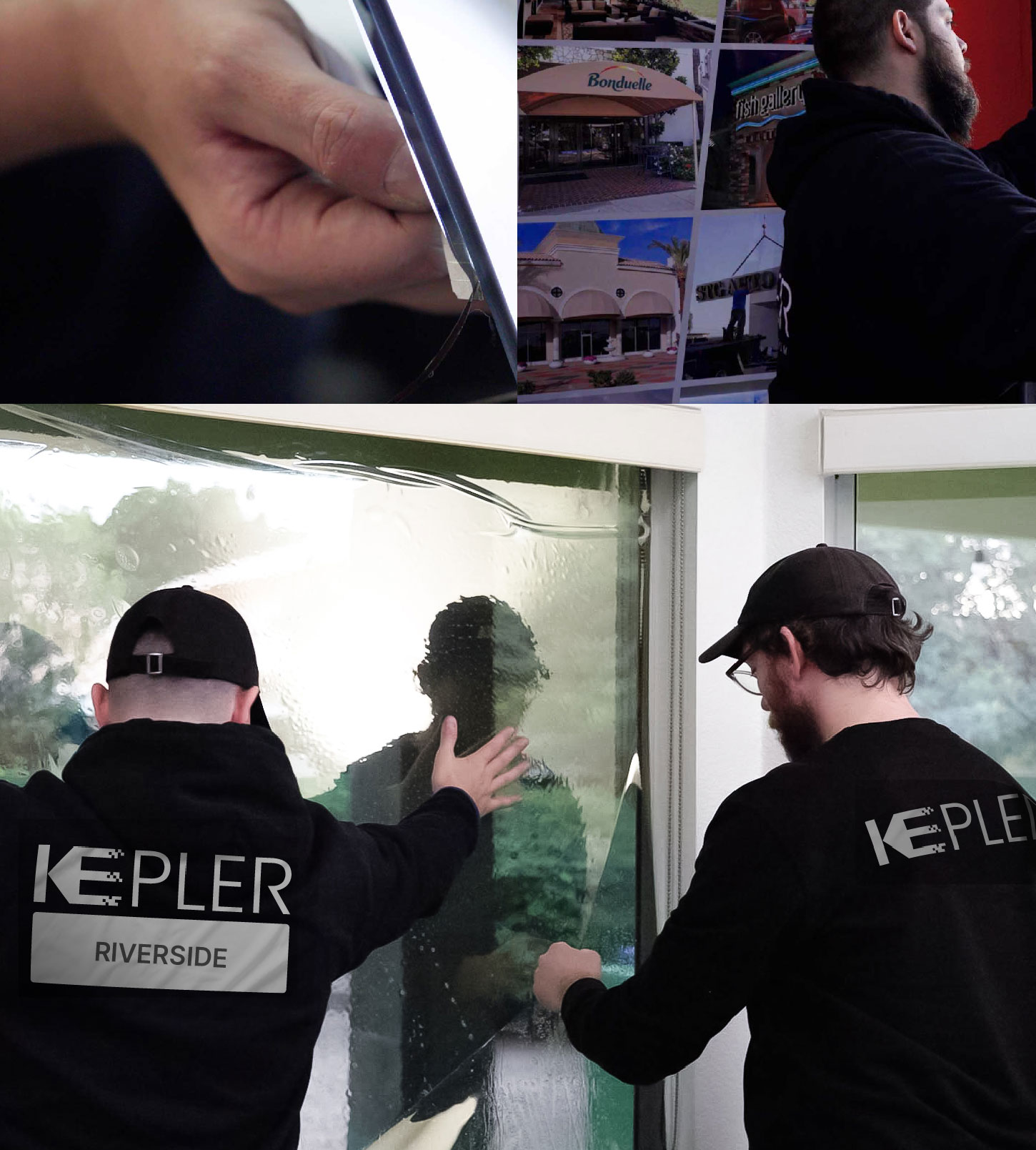 Expert Technician Fitting Advanced Window Tint to Home in Riverside
