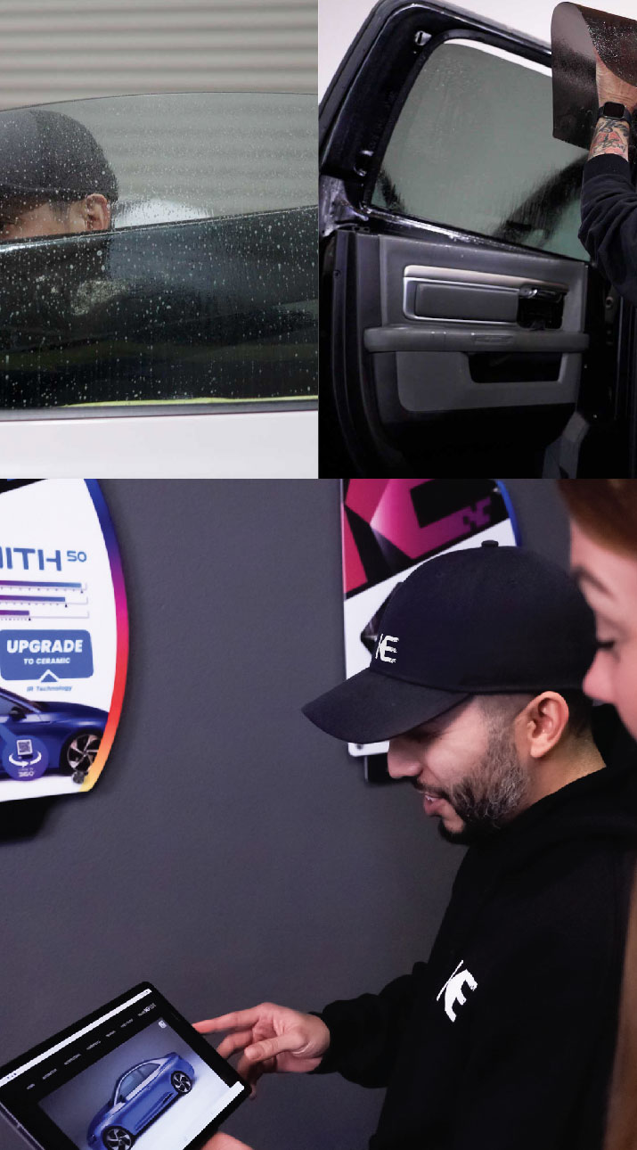 Kepler Dealer Showing Car Window Film Options to Customer in Fountain Valley, California