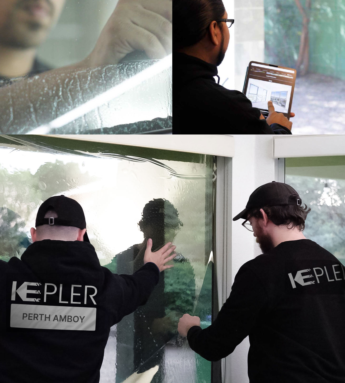 Expert Technician Fitting High-tech Window Tint to Home in Perth Amboy