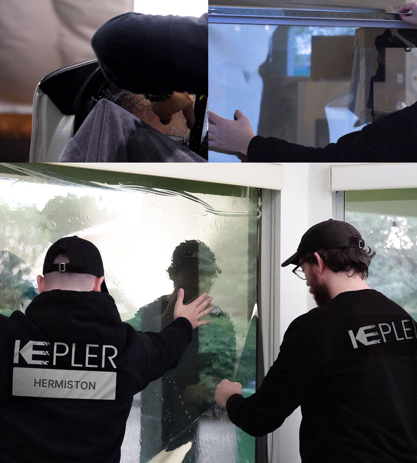 Kepler Technician Installing High-tech Window Tint to Home in Hermiston