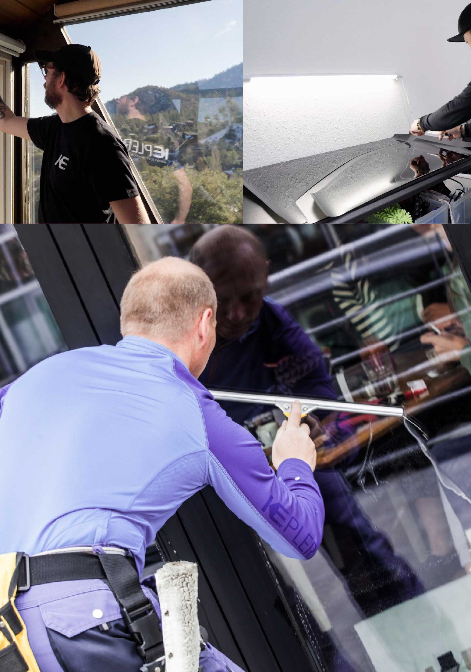 Kepler Professional Applying Anti-Graffiti Window Film to a Morganton Shop Front