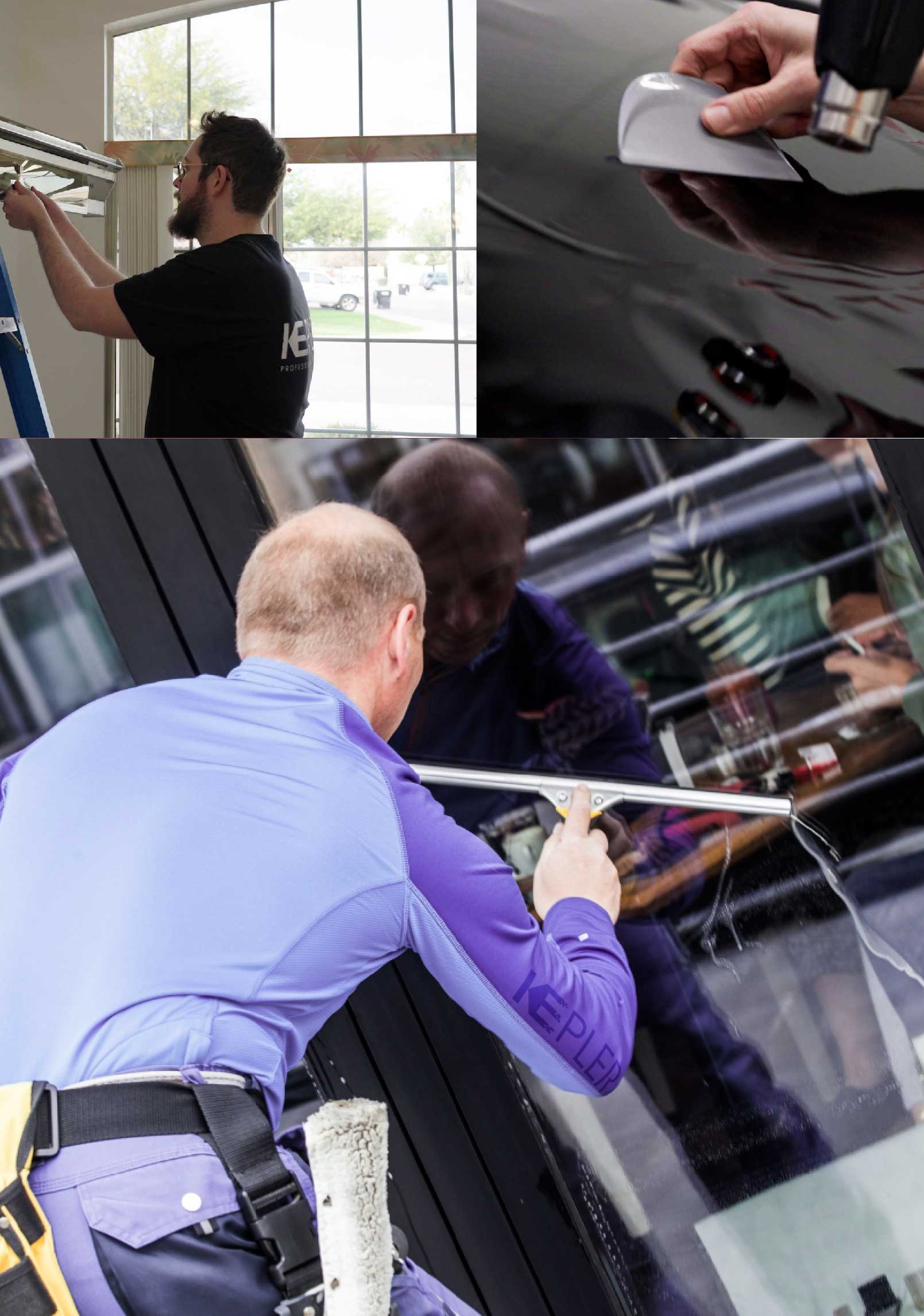 Kepler Professional Applying Anti-Graffiti Window Film to a Racine Shop Front