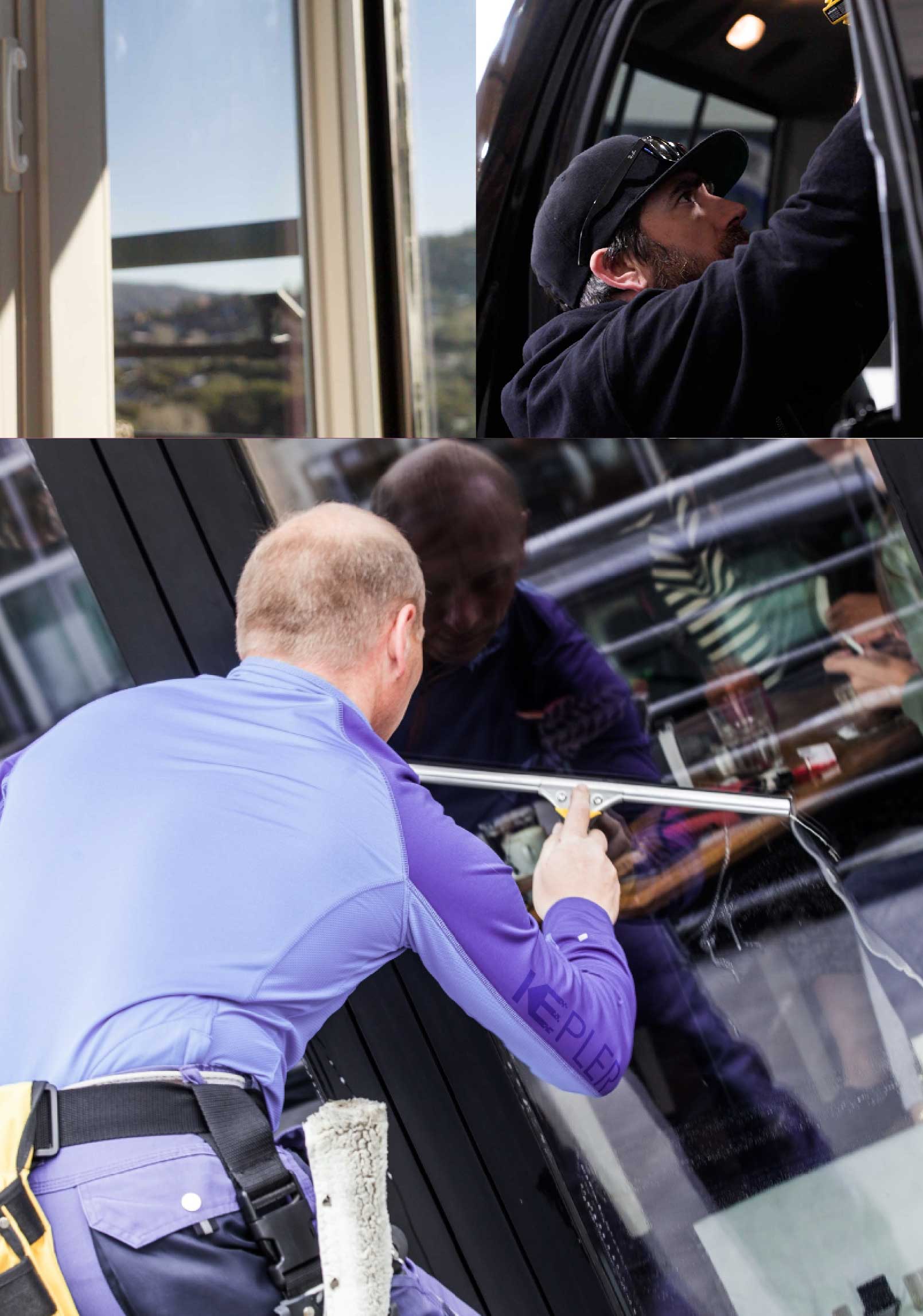 Kepler Skilled Applying Anti-Graffiti Window Film to a Kenner Shop Front