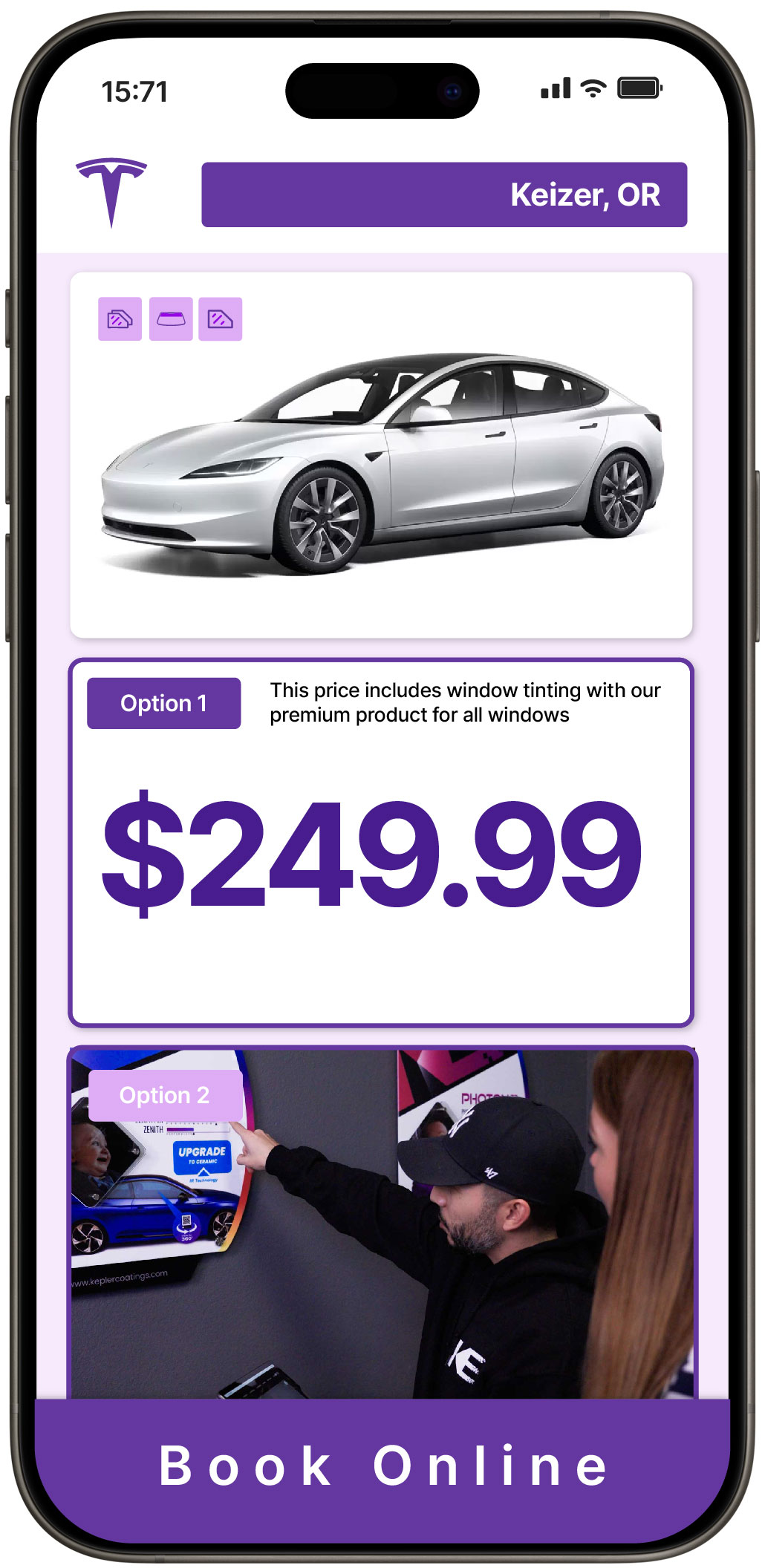 View Reasonable Tesla Window Tinting Rates in Keizer, Oregon