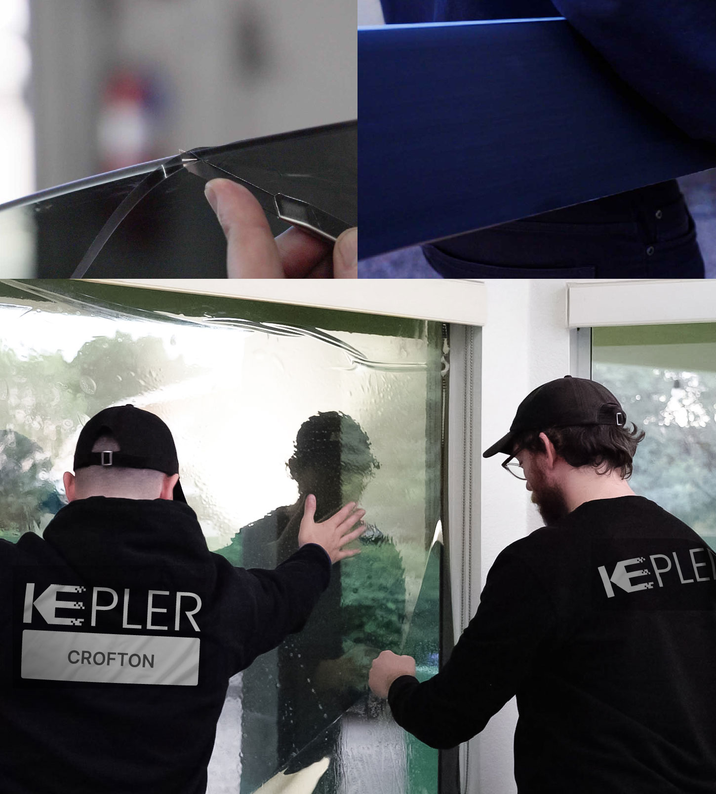 Kepler Technician Installing Ceramic Window Tint to Home in Crofton