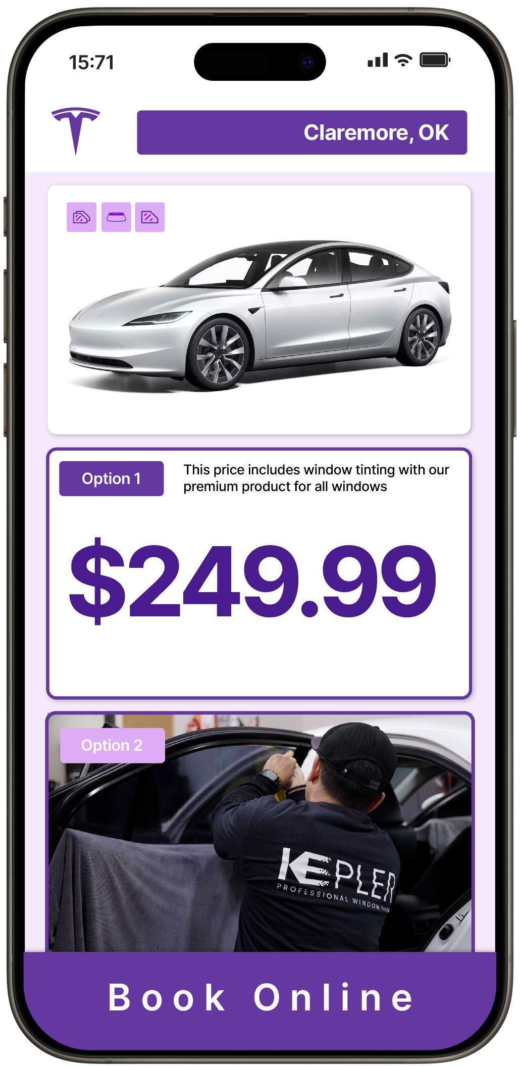View Affordable Tesla Window Tinting Rates in Claremore, Oklahoma