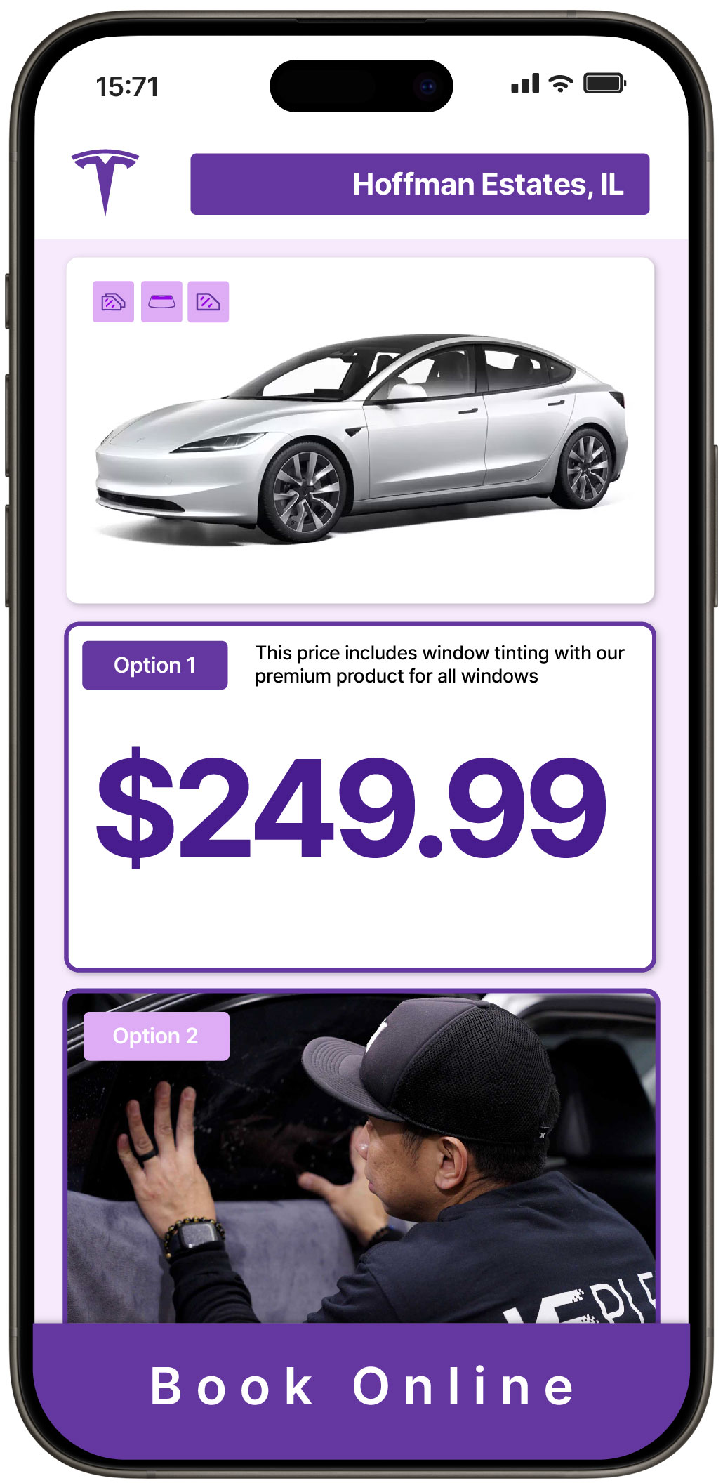 View Reasonable Tesla Window Tinting Prices in Hoffman Estates, Illinois