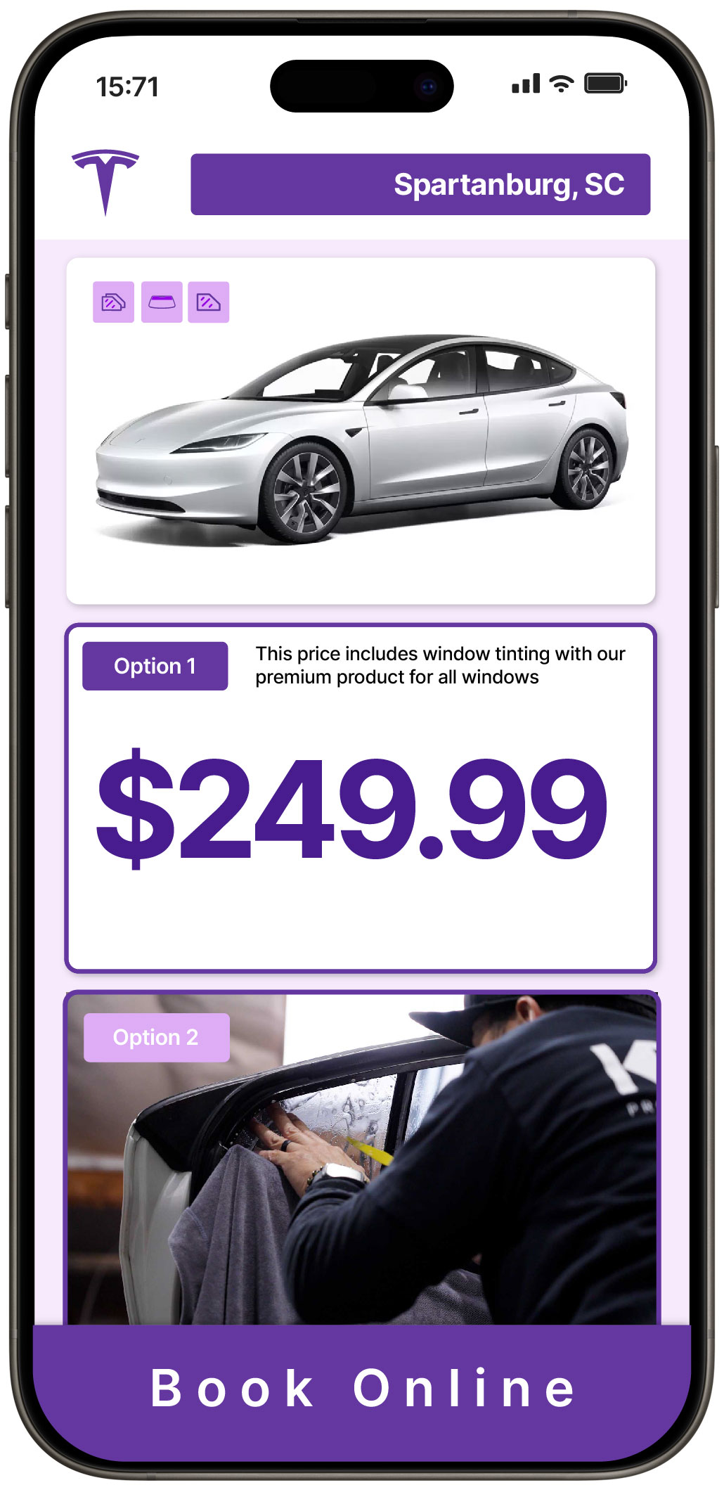 View Reasonable Tesla Window Tinting Prices in Spartanburg, South Carolina