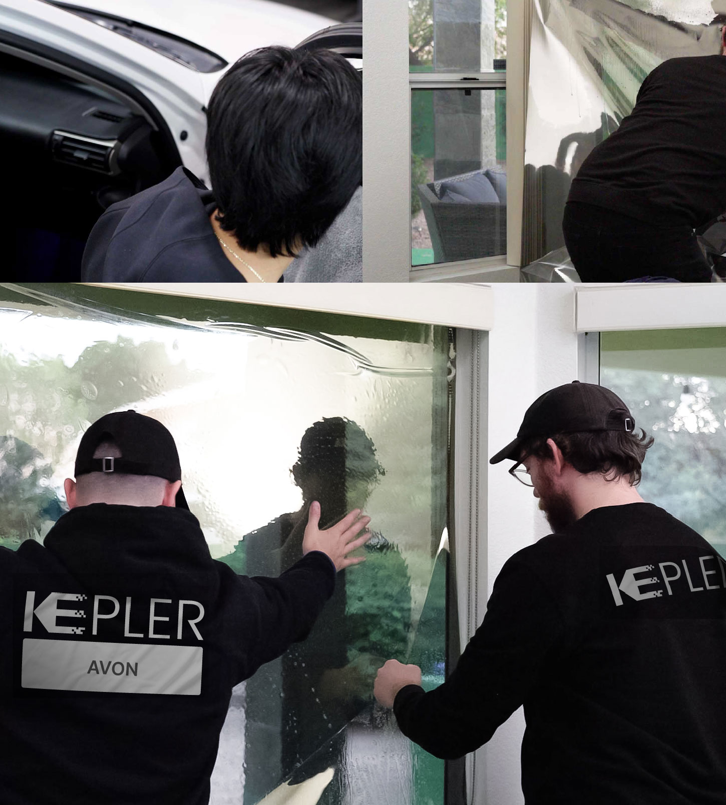 Kepler Technician Fitting Advanced Window Tint to Home in Avon