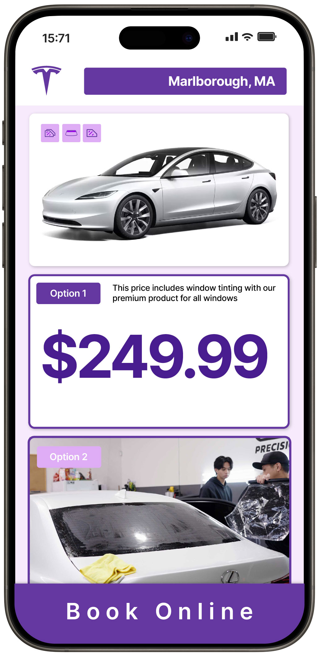 View Affordable Tesla Window Tinting Prices in Marlborough, Massachusetts
