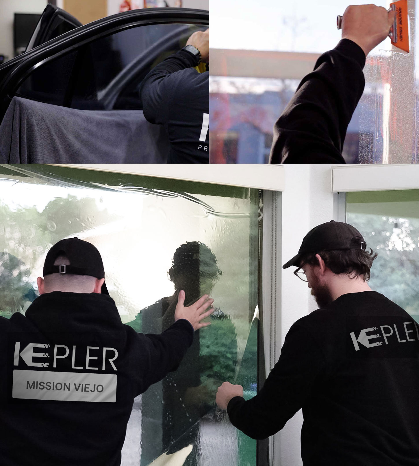 Kepler Technician Fitting High-tech Window Tint to Home in Mission Viejo