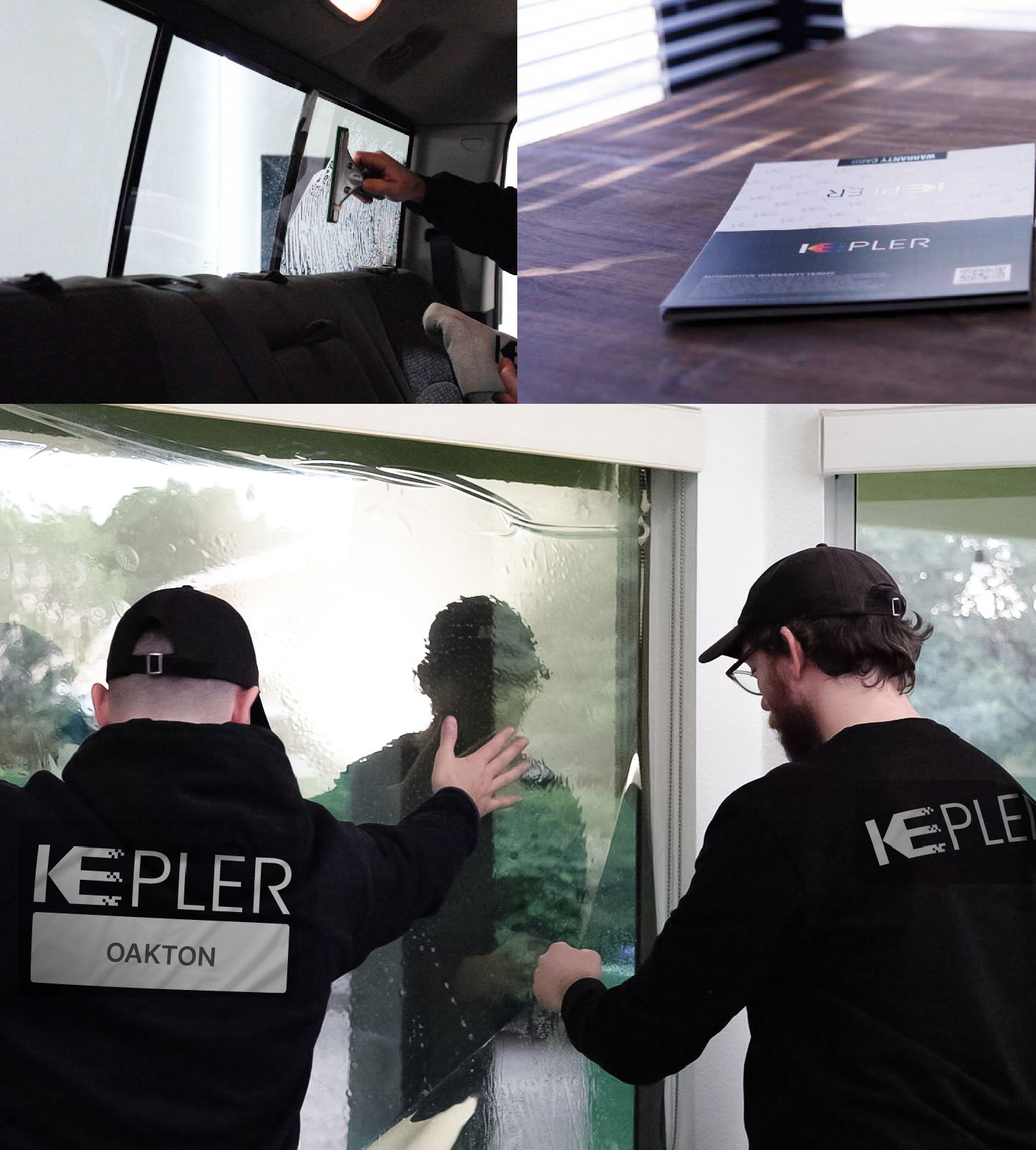 Expert Technician Installing Ceramic Window Tint to Home in Oakton