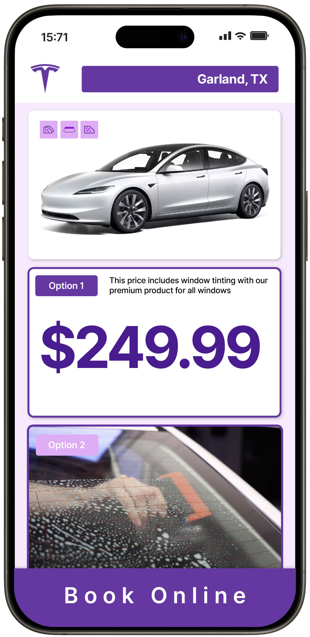 View Reasonable Tesla Window Tinting Rates in Garland, Texas