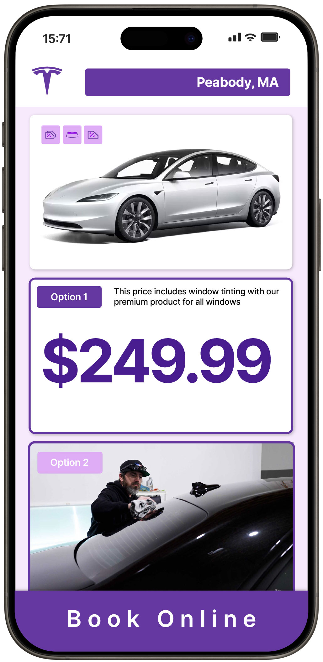 View Affordable Tesla Window Tinting Costs in Peabody, Massachusetts